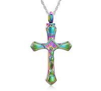 memorial jewelry Collana con ciondolo a forma di crocifisso con ciondolo a forma di croce di Gesù Cristo, urna per ceneri, per donne e uomini, ricordo delle ceneri umane, Acciaio inossidabile, Nessuna