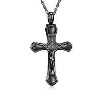 memorial jewelry Collana con ciondolo a forma di crocifisso con ciondolo a forma di croce di Gesù Cristo, urna per ceneri, per donne e uomini, ricordo delle ceneri umane, Acciaio inossidabile, Nessuna