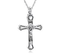 memorial jewelry Collana con ciondolo a forma di crocifisso con ciondolo a forma di croce di Gesù Cristo, urna per ceneri, per donne e uomini, ricordo delle ceneri umane, Acciaio inossidabile, Nessuna