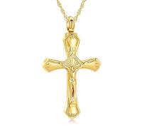 memorial jewelry Collana con ciondolo a forma di crocifisso con ciondolo a forma di croce di Gesù Cristo, urna per ceneri, per donne e uomini, ricordo delle ceneri umane, Acciaio inossidabile, Nessuna