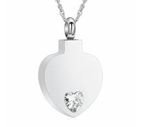 memorial jewelry Collana con ciondolo a forma di cuore in cristallo per ceneri che ricordano sempre i propri cari, Acciaio inossidabile, Nessuna pietra preziosa