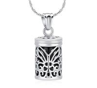 memorial jewelry Collana con ciondolo a forma di gabbia con farfalla cava, gioiello per ceneri, medaglione commemorativo per onorare i propri cari, ricordo funebre per donne e uomini, Acciaio