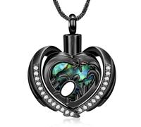 memorial jewelry Collana con ciondolo a forma di tartaruga marina e conchiglia di abalone per ceneri, da donna, per contenere le ceneri, Acciaio inossidabile, Nessuna pietra preziosa
