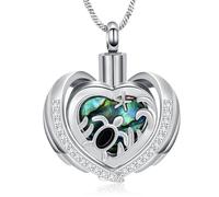 memorial jewelry Collana con ciondolo a forma di tartaruga marina e conchiglia di abalone per ceneri, da donna, per contenere le ceneri, Acciaio inossidabile, Nessuna pietra preziosa