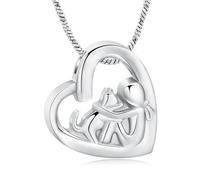 memorial jewelry Collana con urna a forma di gatto per ceneri, da donna, a forma di cuore, ricordo della persona amata, Acciaio inossidabile, Nessuna pietra preziosa