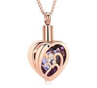 memorial jewelry Delfino Cuore Cremazione Gioielli per Ceneri Umane Pet Ceneri Cristallo Cuore Urna Collana per Ceneri per Le Donne Ceneri Ciondolo, Acciaio inossidabile, Nessuna pietra preziosa