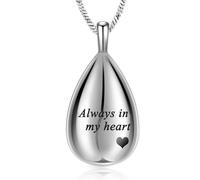 memorial jewelry Intagliato Teardrop Keepsake Cenere Collana Urna Ciondolo Cremazione Sempre nel mio cuore