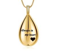 memorial jewelry Intagliato Teardrop Keepsake Cenere Collana Urna Ciondolo Cremazione Sempre nel mio cuore