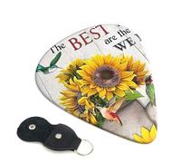 Memories - Confezione da 6 plettri per chitarra a forma di girasole, 0,46, 0,71 e 0,93 mm, con plettri per chitarra elettrica, sottili, medi, pesanti, per chitarra acustica, basso, ukulele