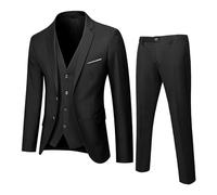 Memory Foam Indoor Slipper Uomo Tuta Slim 3 Pezzi Vestito Business Festa di Nozze Giacca Gilet & Pantaloni Plaid Pigiama Uomo, Nero , M