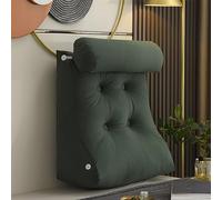 Memory foam triturato con bracci di supporto, tasca e maniglia portatile, cuscino di supporto lombare in memory foam triturato for la lettura dello schienale ergonomico(Olive Green,45x55x26 cm)