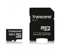 Transcend TS4GUSDHC4 Scheda di Memoria MicroSDHC da 4 GB con Adattatore, Classe 4
