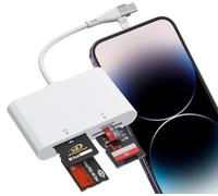 Memory Stick Pro Duo Adattatore USB C/Lightning, lettore di schede SD/MicroSD/MS/xD 4 in 2 per Sony Cybershot SD Card, Memory Stick Pro Duo Reader per iPhone17/16/14/Macbook/iPad/PC/Laptop/Windows