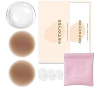Memoryee Copricapezzoli, Ultra Sottili Copri Capezzoli da Donna Cuscinetti per Capezzoli Silicone Adesivi Riutilizzabili Pasties Invisibili Reggiseni Petali Seno [8 cm]/Light Brown/1