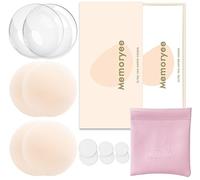 Memoryee Copricapezzoli, Ultra Sottili Copri Capezzoli da Donna Cuscinetti per Capezzoli Silicone Adesivi Riutilizzabili Pasties Invisibili Reggiseni Petali Seno [8 cm]/Light Skin/2