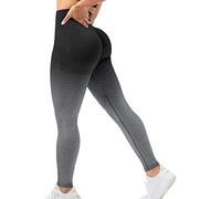 Memoryee Donna Leggings Sportivi Push Up Booty Pantacollant Fitness Vita Alta Elastici Collant Leggins Yoga Palestra Pantaloni/B-Gradient Black Gray/XS