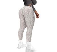 Memoryee Leggins Donna Sportivi Anticellulite Pantaloni Push up Booty Pantacollant Vita Alta Fitness Elastici Taglia Grossa Leggings Yoga/#9 Grey White/S