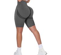 Memoryee Pantaloncini Sportivi Donna Push Up Booty Shorts Fitness Vita Alta Elastici Collant Leggins Palestra Yoga Leggings Corti/B-Dark Grey/XS