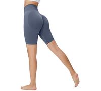 Memoryee Pantaloncini Sportivi Donna Push Up Booty Shorts Fitness Vita Alta Elastici Collant Leggins Palestra Yoga Leggings Corti/D-Navy Blue/M