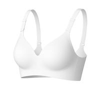 Memoryee Reggiseni Senza Ferretto Senza Cuciture per Donna Taglie Forti Bralette a Copertura Totale Crop Top con Supporto Morbido Bianco S