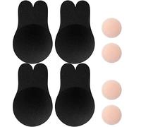 Memoryee Reggiseno Coniglio Invisibile in Silicone Adesivo Push Donna Riutilizzabile Coppa del Reggiseno rialzata Copertura del capezzolo/Black-2Pair/XXL(F/G Cup)