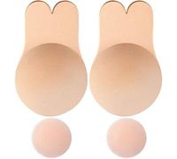 Memoryee Reggiseno Coniglio Invisibile in Silicone Adesivo Push Donna Riutilizzabile Coppa del Reggiseno rialzata Copertura del capezzolo/Beige-1Pair/M(A/B Cup)
