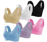 Memoryee Reggiseno Sportivo Donna Imbottito Sostegno Forte Elasticizzato Taglie Forti Senza Ferretto Push Up per Yoga Vogatore Golf Palestra Fitness Corsa 6 Pezzi 6Colori2 XL