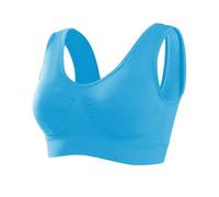 Memoryee Reggiseno Sportivo Donna Imbottito Sostegno Forte Elasticizzato Taglie Forti Senza Ferretto Push Up per Yoga Vogatore Golf Palestra Fitness Corsa 1 Pezzi Blu Cielo 3XL