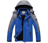 Memoryee Uomo Sci Giacca Pile Fodera Antivento Cappotto Invernale all'aperto Caldi con Cappuccio Staccabile Giacche/Grey blue/M