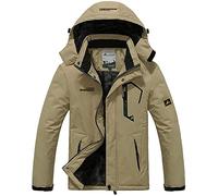 Memoryee Uomo Sci Giacca Pile Fodera Antivento Cappotto Invernale all'aperto Caldi con Cappuccio Staccabile Giacche/Light color/M
