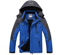 Memoryee Uomo Sci Giacca Pile Fodera Antivento Cappotto Invernale all'aperto Caldi con Cappuccio Staccabile Giacche/Blue/XL