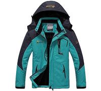 Memoryee Uomo Sci Giacca Pile Fodera Antivento Cappotto Invernale all'aperto Caldi con Cappuccio Staccabile Giacche/Sky Blue/L