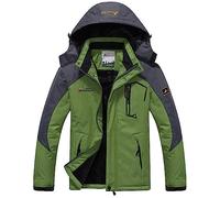 Memoryee Uomo Sci Giacca Pile Fodera Antivento Cappotto Invernale all'aperto Caldi con Cappuccio Staccabile Giacche/Green/XL