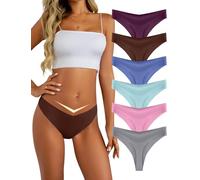 Memouniva Perizoma Donna, Tanga Senza Cuciture, Mutande Invisibili con Vita a V, Comode, Pacco da 6