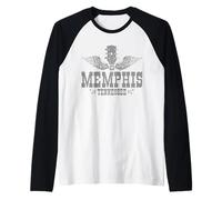 Memphis Tennessee Blues Country Music Chitarra Vintage Maglia con Maniche Raglan