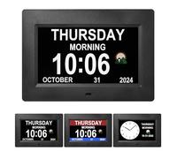 Memwake Grande orologio digitale, orologi da parete con tempo, Sveglia digitale per anziani, orologio demenza che fornisce allarmi digitali e calendario elettronico per anziani e Alzheimer.