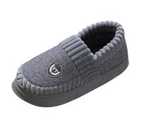 Men and Women's Spring and Autumn Winter Extra Large Slippers Indoor Thickened Couple Cotton Slippers Plus Velvet Home Wear Warm Cotton Slipper Unisex con suola antiscivolo, grigio., 42 EU