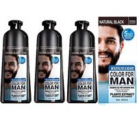 Men Beard Hair Color Instant Dye Black Mustache Beard Darkening Shampoo,Professional Men's Mustache & Beard Black Hair Color Dye Shampoo (3pcs)