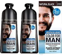 Men Beard Hair Color Instant Dye Black Mustache Beard Darkening Shampoo,Professional Men's Mustache & Beard Black Hair Color Dye Shampoo (2pcs)