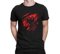 Men Black And Red T Shirt Albanian Eagle Pure Black XXL