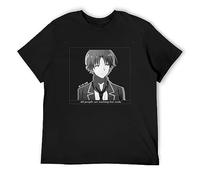 Men Clothing Classroom of The Elite Kiyotaka Ayanokoji Suzune Horikita Anime Tshirt Red T-Shirt Cool Men Fashion Short Sleeve T-Shirt Black M