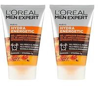 Men Expert Detergente Viso Energizzante in Gel Hydra Energetic, Deterge, Energizza, Risveglia Immediatamente la Pelle, con Estratto di Guaranà e Vitamina C, 100 ml (Confezione da 2)