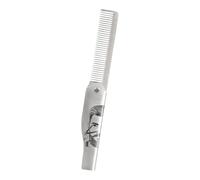 Men Grooming Comb, Beard Brush, 6.5x0.87x0.24 Inches Unfolded Foldable Stainless Steel Groom Tool, Comfortable Pocket Comb for Travel & Home Use, Mens, Silver, Black