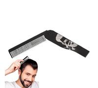 Men Grooming Comb, Beard Brush, 6.5x0.87x0.24 Inches Unfolded Foldable Stainless Steel Groom Tool, Comfortable Pocket Comb for Travel & Home Use, Mens, Silver, Black
