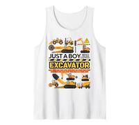 Men Kids Constructions Just A Boy Who Loves excavators white Canotta