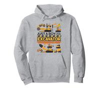 Men Kids Constructions Just A Boy Who Loves excavators white Felpa con Cappuccio