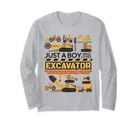 Men Kids Constructions Just A Boy Who Loves excavators white Maglia a Manica