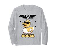 Men Kids Duck Lover Just A Boy Who Loves Ducks Animals White Maglia a Manica