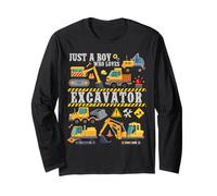 Men Kids Just A Boy Who Loves excavators Constructions Lover Maglia a Manica