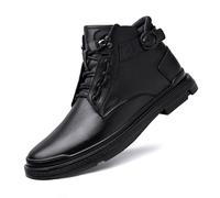 Men Leather Chukka Boots Ankle Strap Lace Up Casual Boots Platform Sole Walking Oxfords Business Outdoor Footwear(43 EU)